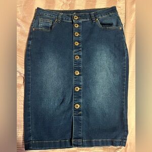Denim Button-Front Skirt